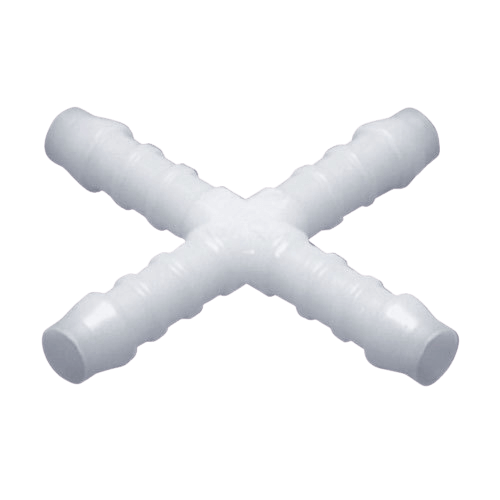 Plastová X-spojka s hadicovým trnem